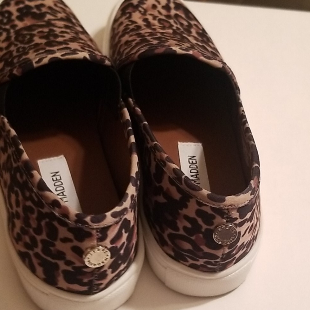 Steve Madden Leopard Print Slip On Sneakers - Picture 2 of 5